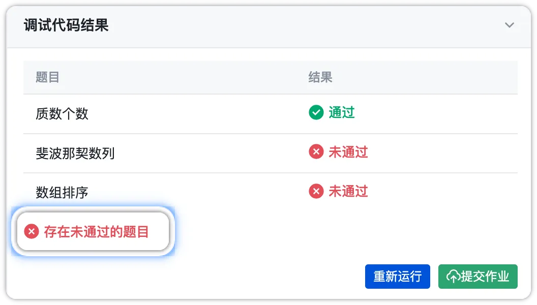 存在未通过的题目